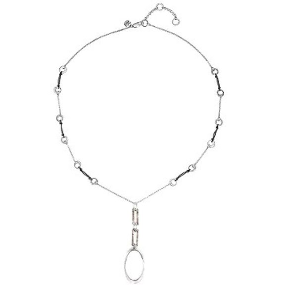 BELLA UNO Modern Geometric Silver Metal/Tortoise Pendant Necklace**NEW! - Picture 5 of 6